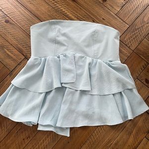 Zara tube top blouse, light blue, Size Medium